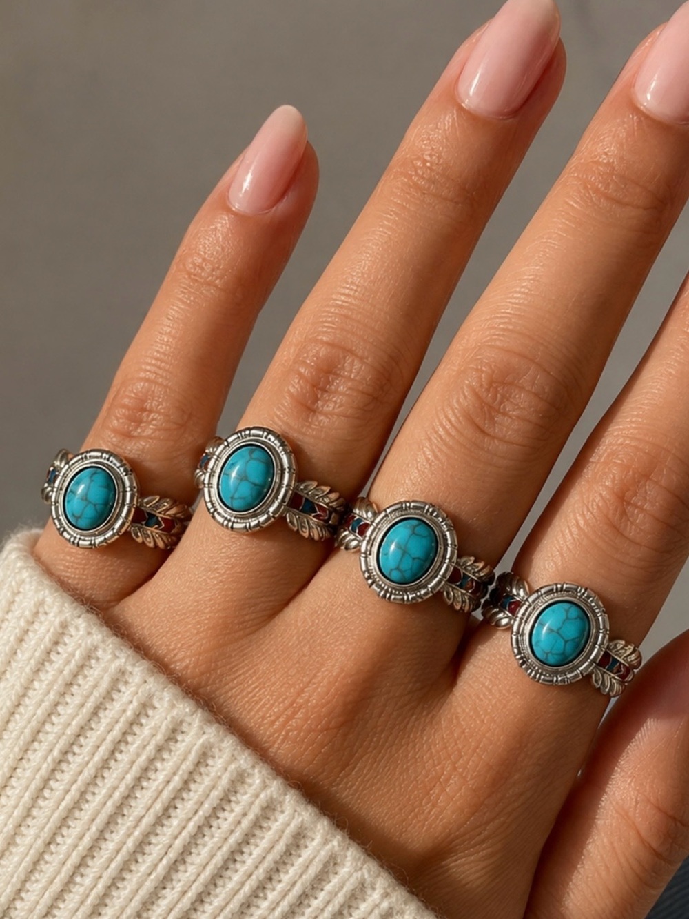 Magnesite Stone Silver Ring/unisex design-sizes 6-7-8-9